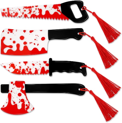 Halloween Bookmarks Set of 4 - Acrylic Bloody Knife & Axe Designs
