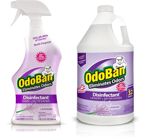 OdoBan Disinfectant and Odor Eliminator, Lavender, 32 oz Spray and 1 Gallon Concentrate, Set of 2