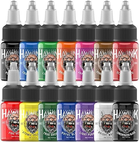 Hawink Tattoo Ink Set 14 Colors, 1/2 Oz (15ml)