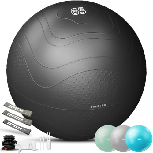 HAPBEAR Anti-Burst Exercise Ball 26" w/ Quick Pump & 3 Resistance Bands Deal