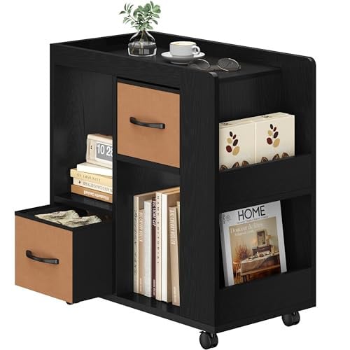 Yaheetech Rolling Bookshelf w/ Drawers & Magazine Racks