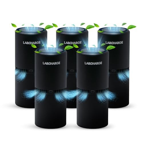LabCharge Small Ionic Air Purifier for Home & Bedroom – Silent HEPA Filter – Covers 250 Sq Ft – Pack of 5