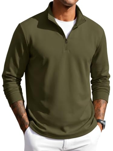 COOFANDY Men Quarter Zip Pullover Sweatshirts Deal