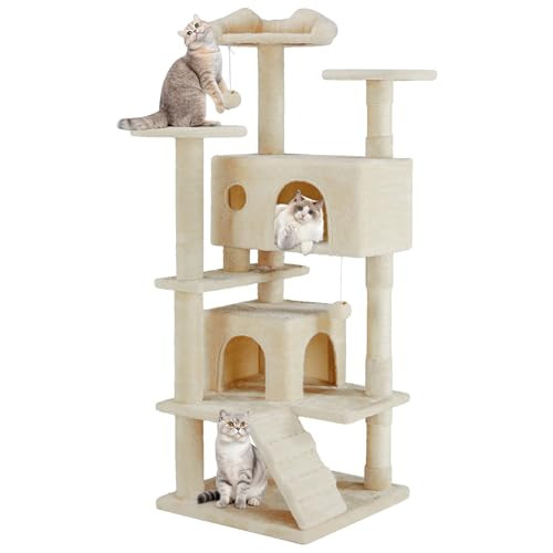 Aidoly 54" Multi-Level Cat Tower (Beige)