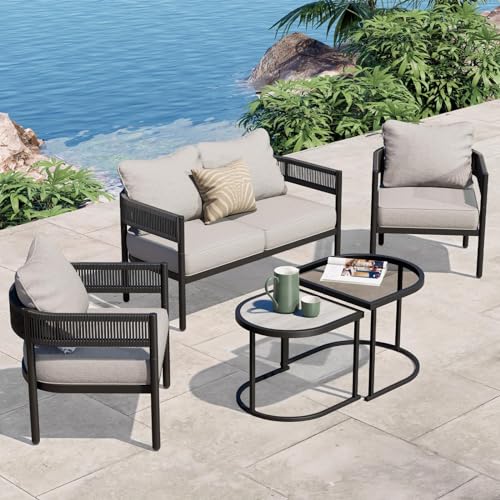 Grand patio 5-Piece Outdoor Furniture Set, 4 Seats Wicker Sofa Conversation Set Deal