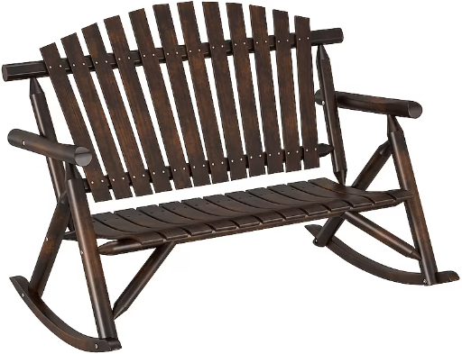 Style Selections Joyful Days Loveseat Dark Brown Wood Frame Rocking Chair with Slat Seat Deal