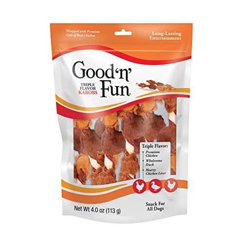 Good 'n' Fun Triple Flavor Kabobs Rawhide Chews 4-Pack