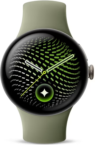 Google Pixel Watch 5 45mm LTE Smartwatch, Satin Pyrite Aluminum Case with Olive Active Band