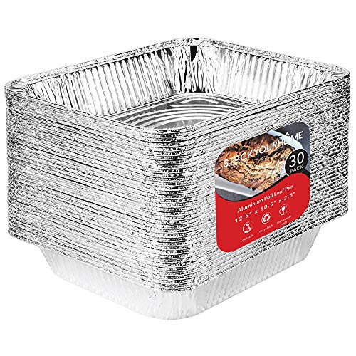 Disposable Foil Pans 30-Pack, 12.5" x 10.5" x 2.5"