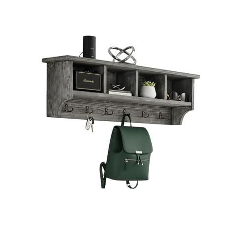 48" Pomona Metal & Wood Entryway Coat Hook w/ Storage Cubbies Deal