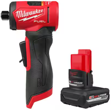 Milwaukee M12 FUEL 12V Lithium-Ion Brushless Cordless 1/4 in. Right Angle Die Grinder with M12 5.0 Ah Battery