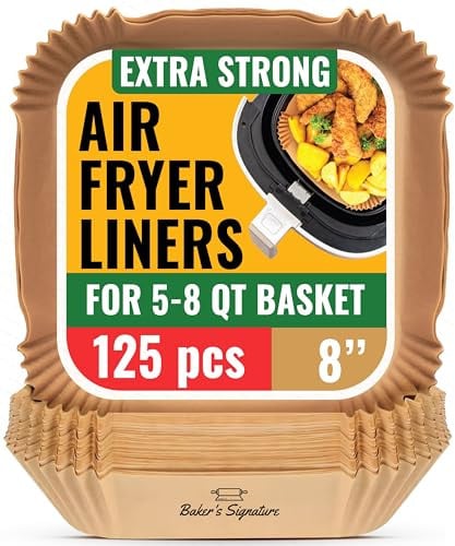 Baker's Signature Disposable Air Fryer Parchment Paper Liners 125-Count 8" Square Deal