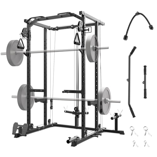 2000LBS Heavy-Duty Power Cage Multi-Function Squat Rack with Dual Pulley Cable Crossover Deal