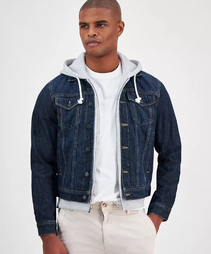 Sun + Stone Men's Reeves Trucker Hooded Denim Jacket