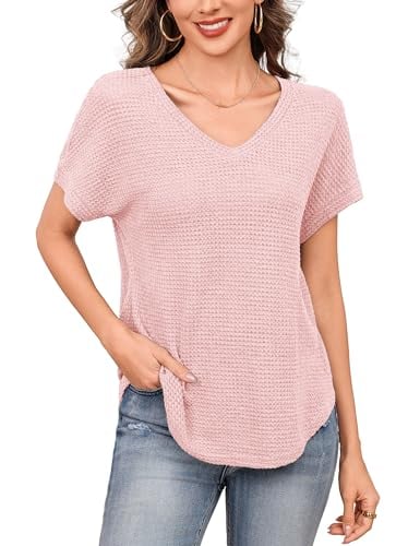 Totatuit V Neck Waffle T Shirts