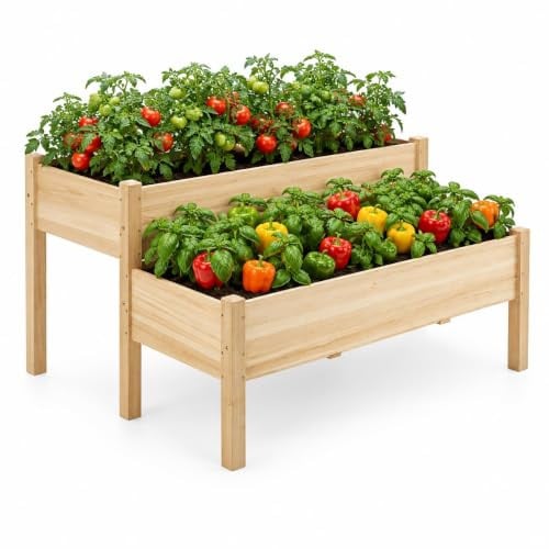 Yaheetech 2-Tier Wooden Raised Garden Bed