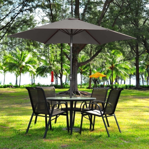 9ft Patio Umbrella Outdoor Portable Table Market Umbrella with Push Button Tilt/Crank Deal