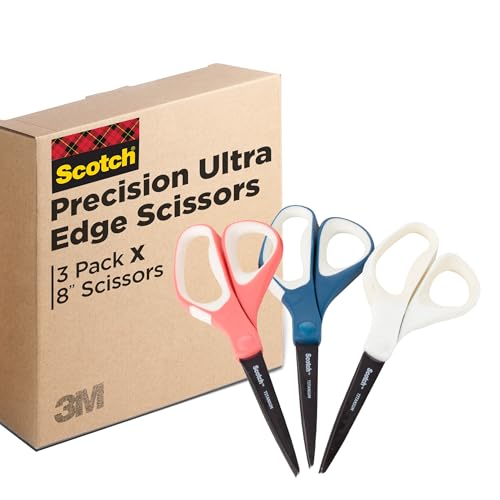 3-Pack 8" Scotch Brand Precision Ultra Edge Non-Stick Scissors