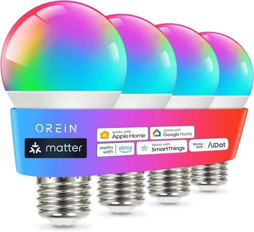 OREiN Matter A19 E26 Wi-Fi Smart LED Bulbs 4-Count Deal