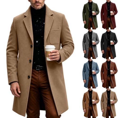 Slim Fit Mid Length Trench Coat w/Notched Collar