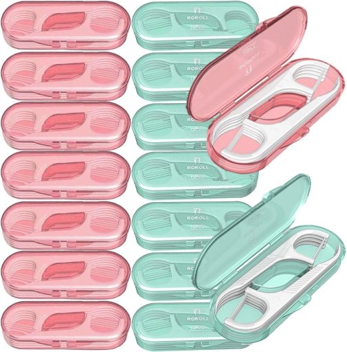 QUALIALL 14-Pack Travel Dental Floss Pick Case
