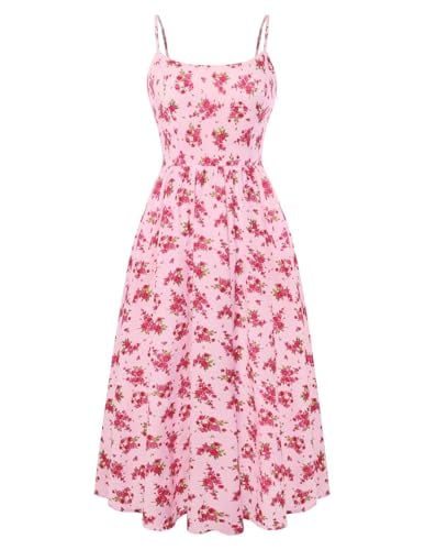 Belle Poque Women's Summer Floral A-line Midi Vintage Sun Dress Deal
