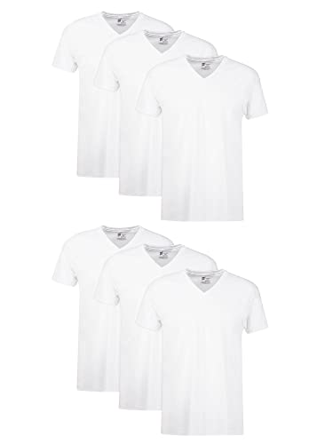 Hanes Men's Cotton Moisture-Wicking V-Neck Tee Undershirts 6-Pack Deal