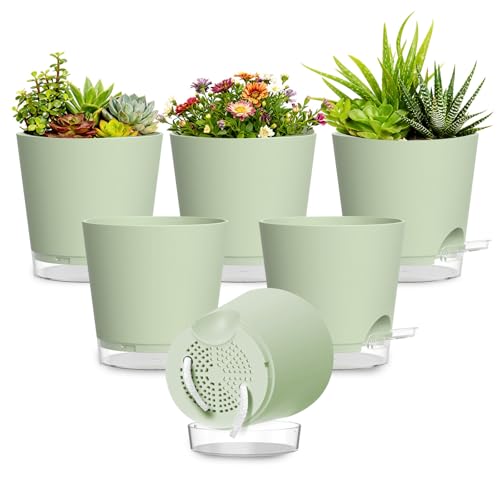 SQKH Self Watering Plastic Planters 6 or 7-Pack Deal