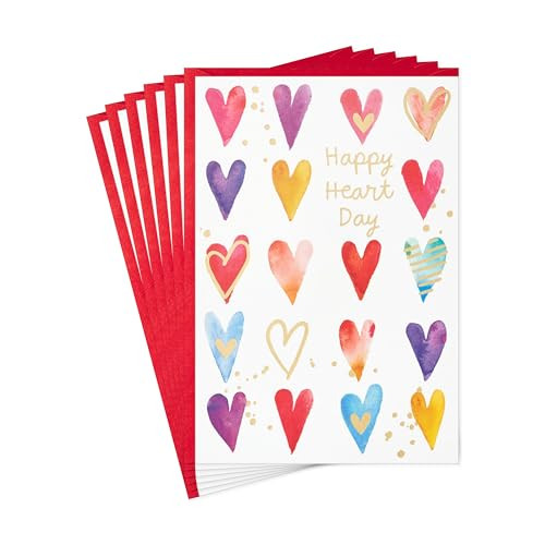 Hallmark Valentines Day Cards, Happy Heart Day 6-Pack