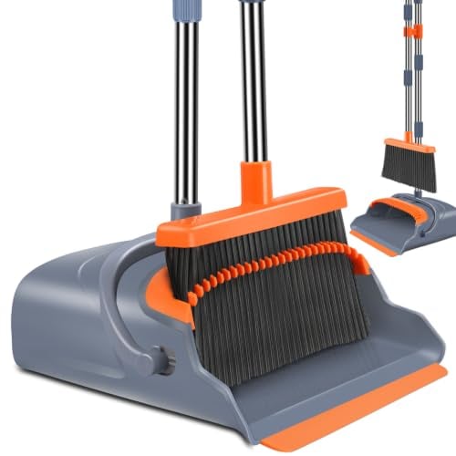 kelamayi Upgrade Broom and Dustpan Set, Self-Cleaning