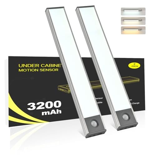 Flamwild Under Cabinet Lights, Motion Sensor, 3 Color Temp, 3200mAh, 2 Pack Deal