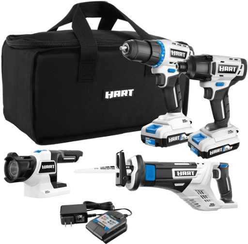 HART 20-Volt Cordless 4 Tool Combo Kit
