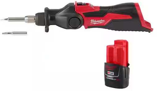 Milwaukee M12 12-Volt Lithium-Ion Cordless Soldering Iron with 2.0 Ah Compact Battery Pack