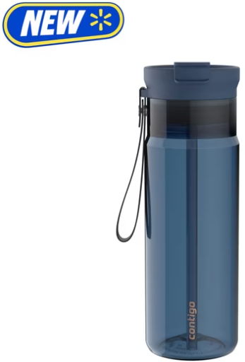 Contigo 24-Oz DualSip Plastic Water Bottle with Built-In Straw (Abyss Blue/Clear)
