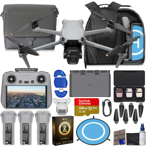 DJI Air 3S Drone with RC 2 Fly More Combo (with Screen) 4K HDR, 45-Min Max Flight Time Bundle with 128GB Memory