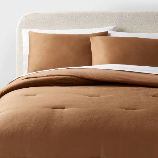 Threshold 3-Piece Full/Queen Washed Cotton Sateen Comforter and Sham Set (Light Brown) Deal