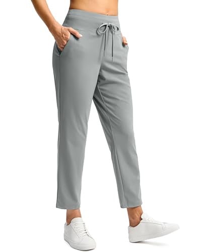 G Gradual Pants for Women High Waisted Golf Pants 2 Deep Pockets 7/8 Ankle Sweatpants for Athletic Travel Casual Lounge Work, Bright Grey, XX-Large