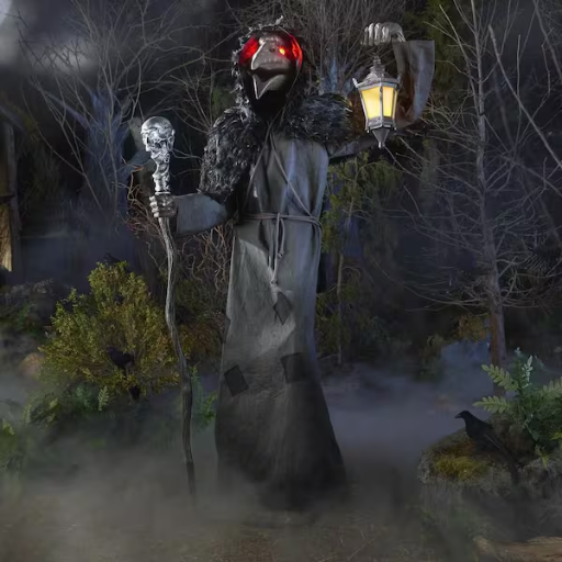 6.5' Animated LED Raven Grave & Bones Halloween Decoration