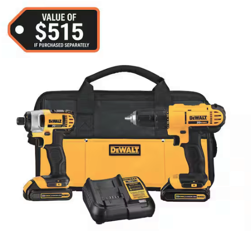 DeWALT 20V MAX Cordless Drill/Impact 2 Tool Combo Kit with (2) 20V 1.3Ah Batteries Deal