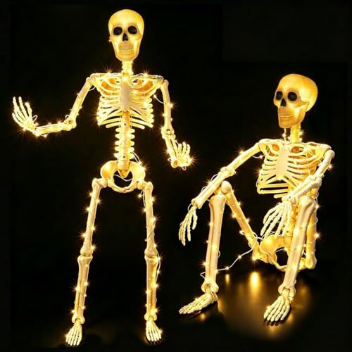 36-inch 300 LED Light Up Halloween Skeletons 2-Pack