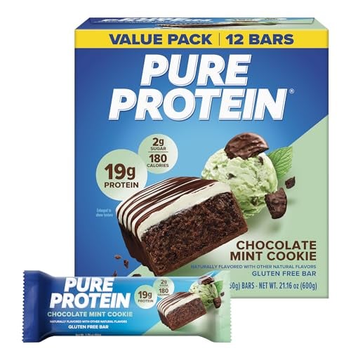 Pure Protein Chocolate Mint Cookie Protein Bars, 20g Protein, 12 Ct Deal