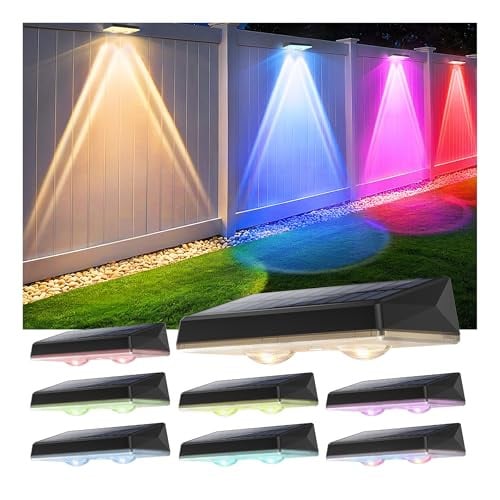 Solar Fence Lights Outdoor 8 Pack RGB Deal