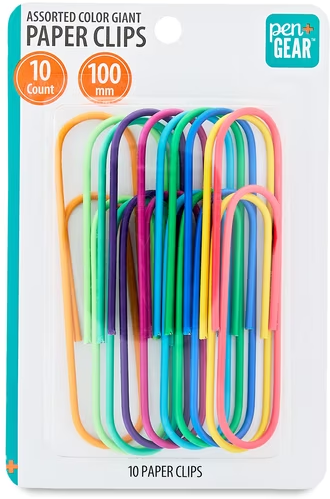 Pen+Gear Assorted Color Giant Paper Clips, 10 Count Deal