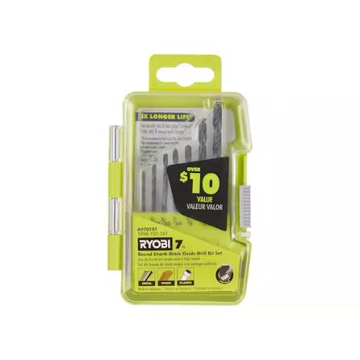 Ryobi Black Oxide Round Shank Drill Bit Set 7-Piece