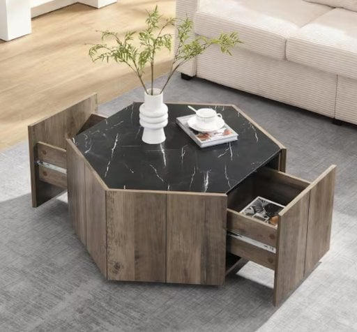 Christopher Knight Home Judson Retro 31.5" MDF Faux Marble Top Coffee Table w/ Hidden Drawers Deal
