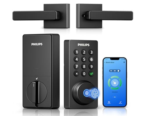 Philips WiFi Keypad Door Lock with Handle, Built-in WiFi, APP Remote Control, Voice & Fingerprint Unlock