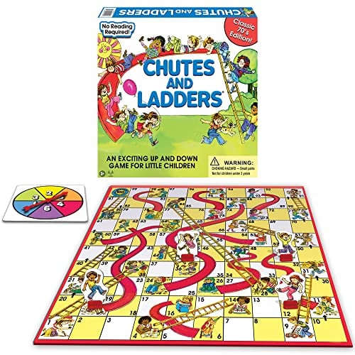 Classic Chutes and Ladders Board Game, 1970's Art for 2-4 Players Deal