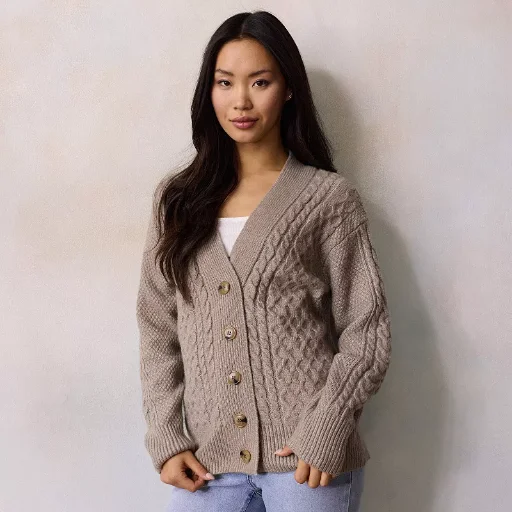LC Lauren Conrad Cabled Sweater Cardigan