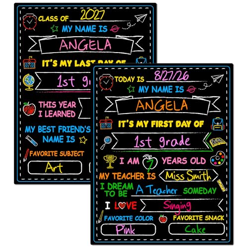 Melisheer Double-Sided First & Last Day of School Reusable Chalkboard Sign 14" x 11"