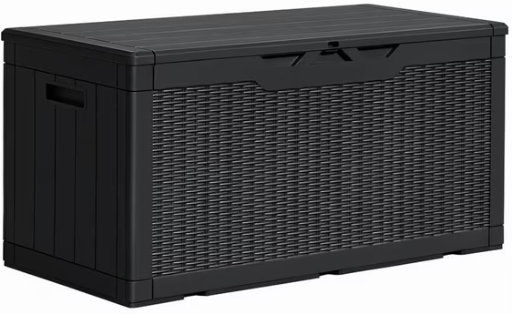Homall 100 Gallon Outdoor Patio Box Deck Plastic Resin Storage Box, Black